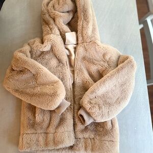 Girls tan faux fur coat size 8